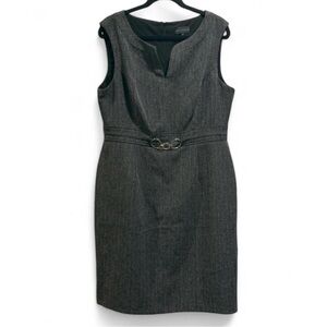 Connected Apparel Gray Midi Dress with Gold Accent